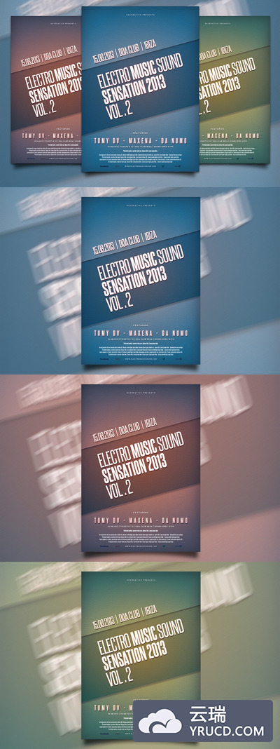 电子音乐海报设计模板 Electro Music Sensation Flyer