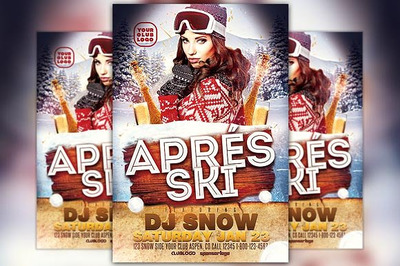 圣诞节滑雪传单设计模板 Apres Ski Flyer Template