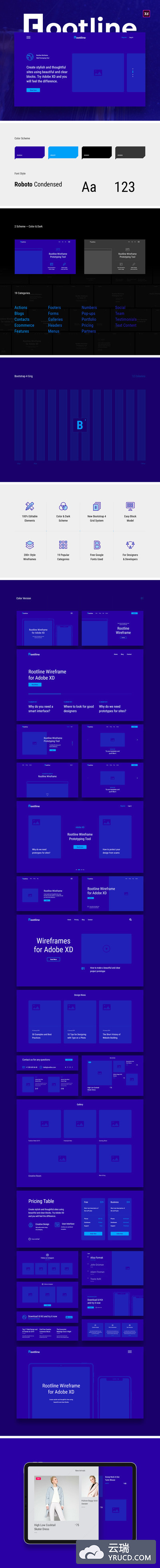 UI KITS | 200+组件工具包时尚原型模块库完整网站