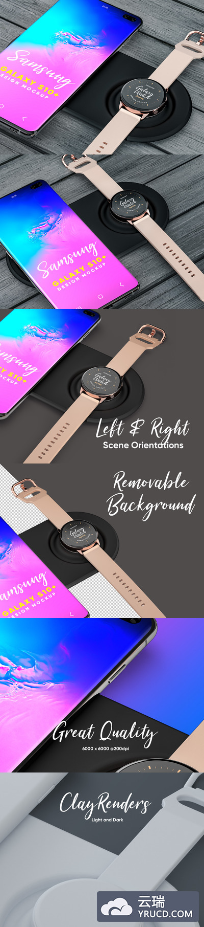 Samsung Galaxy S10 和 Galaxy Gear 手机手表组合样机下载