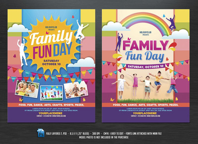 家庭趣味娱乐日海报制作 Family Fun Day Flyers