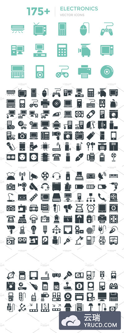 175+电子矢量图标 175+ Electronics Vector Icons