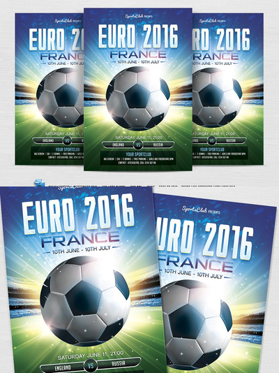 世界杯宣传海报模板 Euro 2016 FLyer