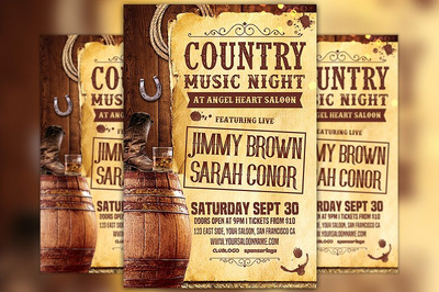 乡村音乐海报制作模板 Country Music Night Vol 2 Flyer