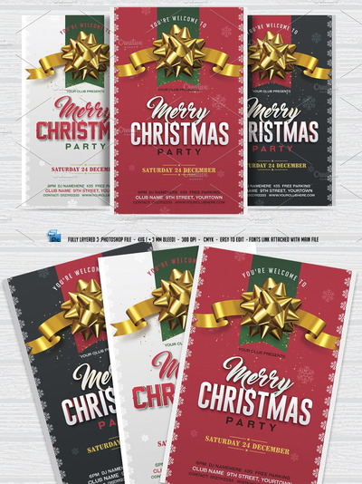 圣诞节海报设计模板 Christmas Party Flyer