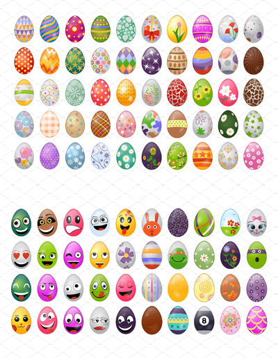 95个复活节彩蛋矢量图标 95 Easter Egg Vector Icons