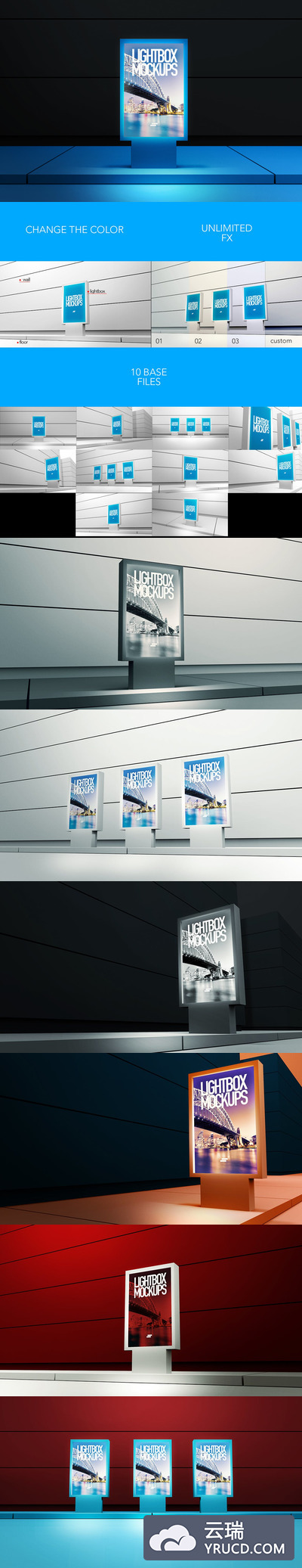 机场灯箱海报广告展示框样机下载[PSD]