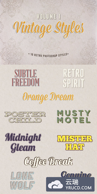 经典ps图层样式 Vintage Photoshop Styles Volume 1