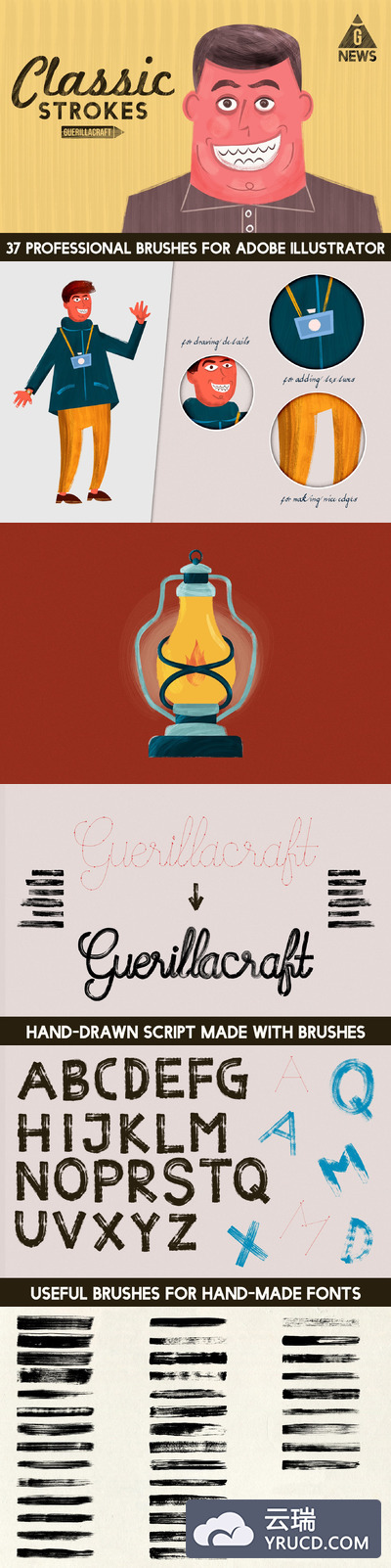 经典描边笔刷插画 Classic Strokes by Guerillacraft