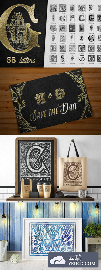 复古字母G装饰字母 Vintage Letter G Decorative Alphabet