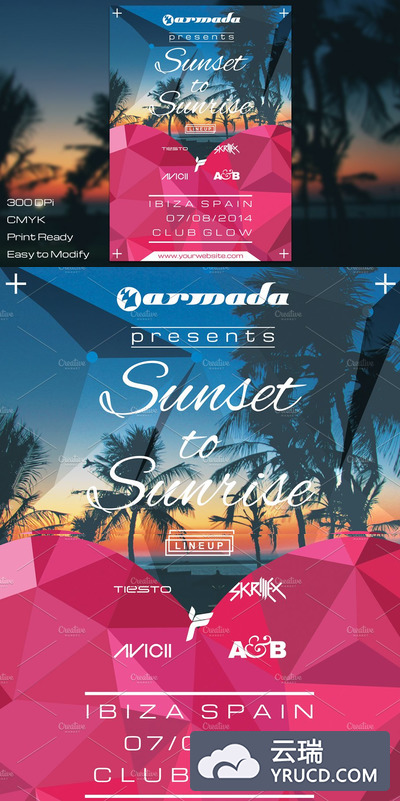 日落至日出海报设计模板 Sunset to Sunrise Flyer