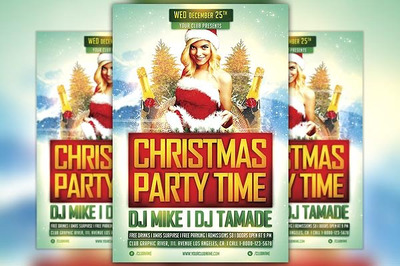 圣诞节海报模板 Christmas Party Time Vol 1 Flyer