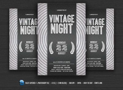 经典黑白海报设计 Vintage Night Flyer