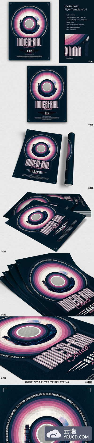 音乐海报制作模板 Indie Fest Flyer PSD V4