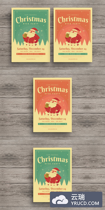 圣诞啤酒活动派对宣传单模板 Christmas Beer Event Party Flyer