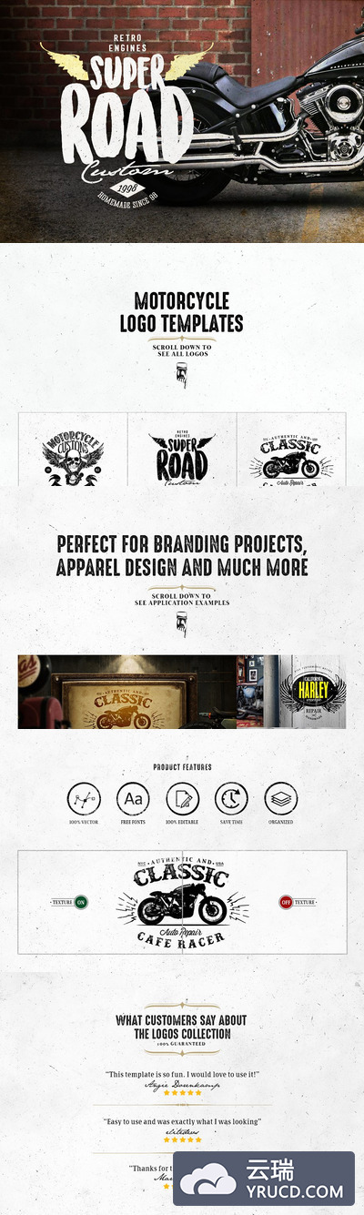 经典摩托车logo设计 Vintage Motorcycle Logo Design