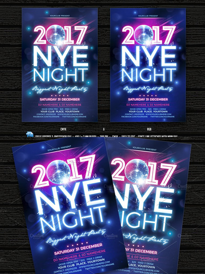 酷炫的新年海报模板 New Year Eve