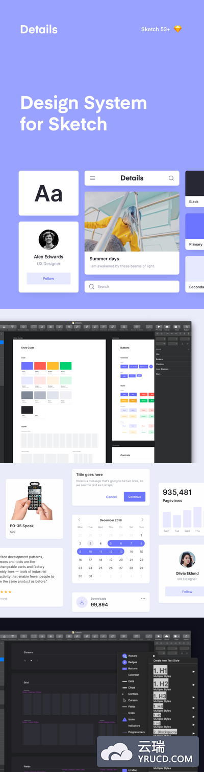 时尚的多功能网站设计组件套装原型设计网站ui[Sketch]