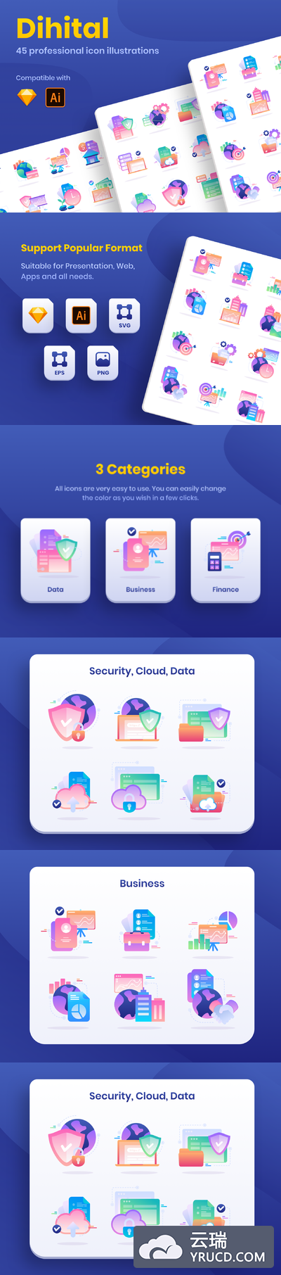 金融商业概念插画图标设计矢量图标[Sketch,Ai]