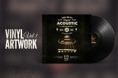 复古风格高端黑胶唱片样机下载[PSD]