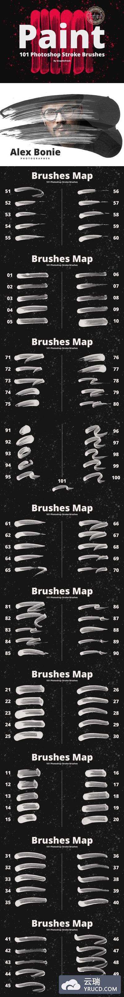 101个photoshop超级细致逼真手绘毛笔质感画笔大集合