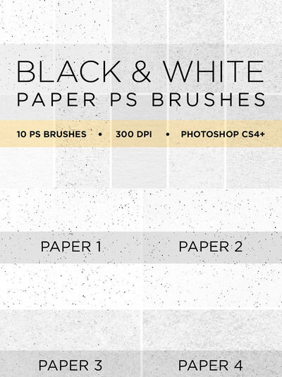 黑白纸张纹理 10 Black & White Paper PS Brushes