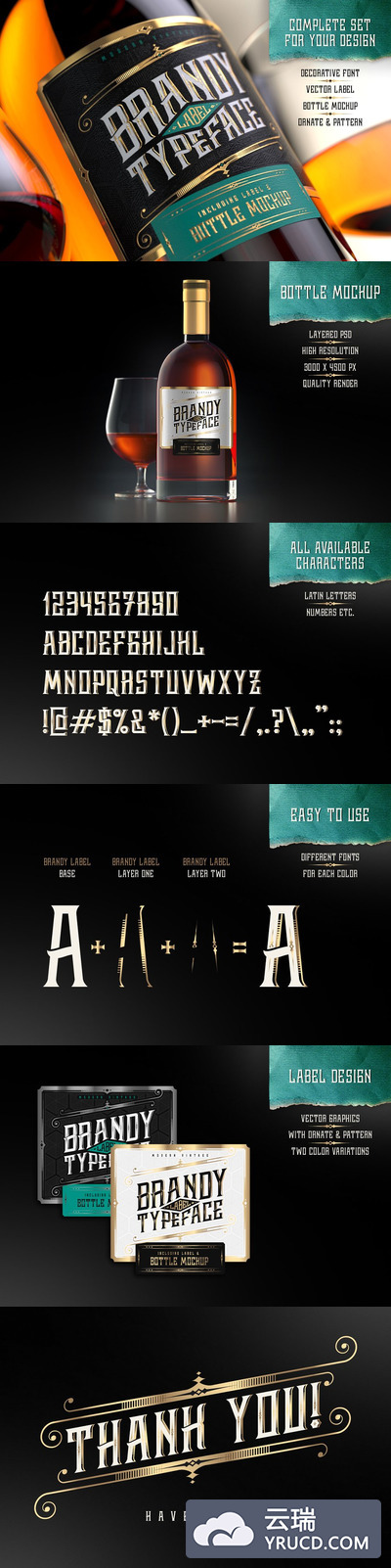 奢华品牌字体设计 Brandy Label typeface + Design stuff