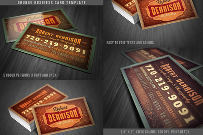 复古酷炫的名片 Grunge Business Card Template 02