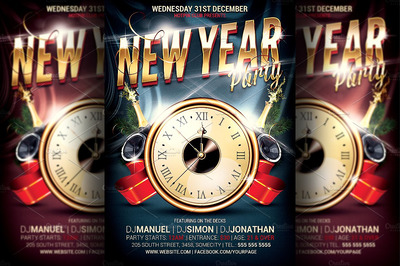 新年晚会传单模板 New Years Eve Party Flyer Template