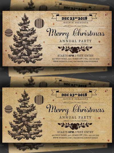 经典圣诞节海报模板 Vintage Christmas Invitation