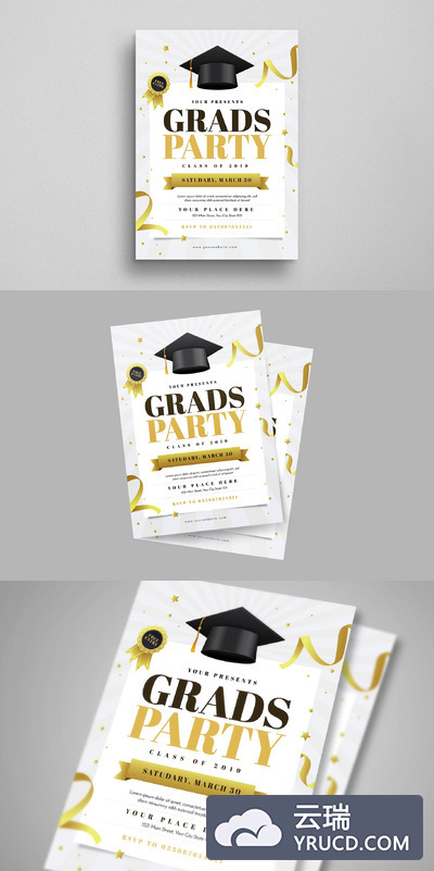 毕业宣传海报模板 Graduation Party Flyer