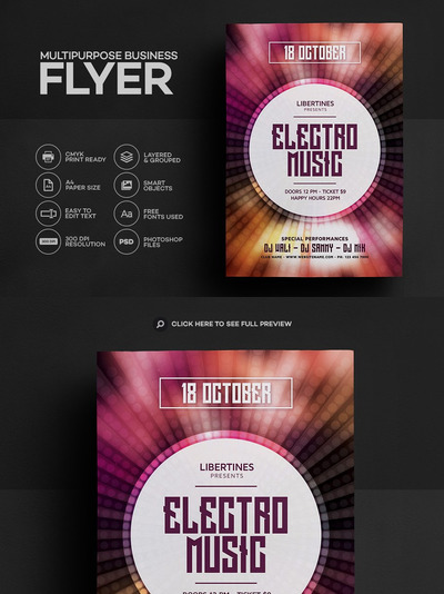 电子音乐海报设计模板 Electro Music Flyer 04