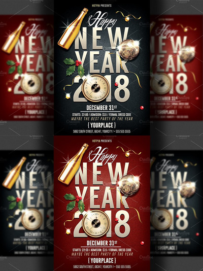 新年派对海报模板 New Year Party Flyer Template