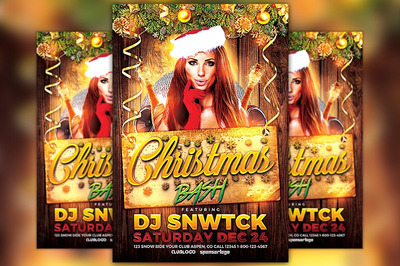 圣诞节促销海报制作模板 Christmas Bash Flyer Template