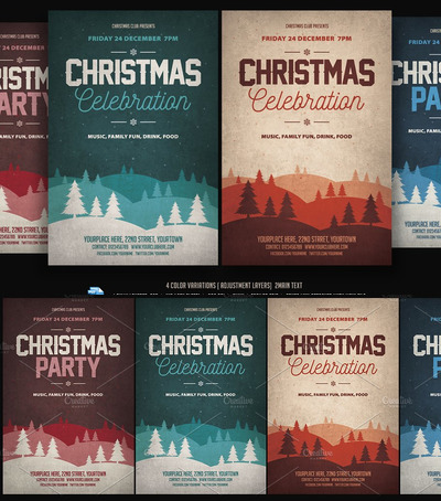 圣诞节海报设计模板 Christmas Party Flyer
