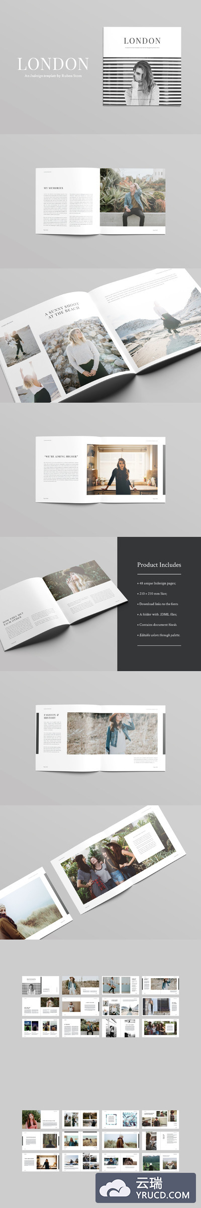 时尚方形画册模板 London Brochure Template