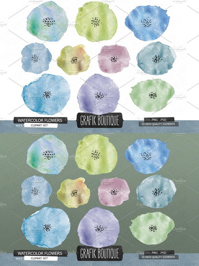 手绘水彩花卉图案 Hand Painted Watercolor Flowers