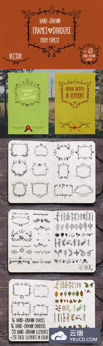 手绘框架插画 Hand-drawn frames and dividers