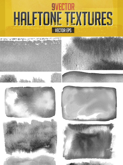 半色调背景纹理 Vector Halftone Textures