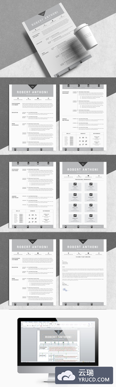 创意简历模板 4 Pages Creative Resume Pack