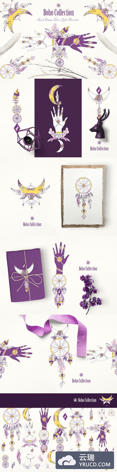 紫色波西米亚插画 Purple Boho Collection