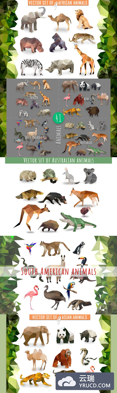动物世界几何矢量插图合集