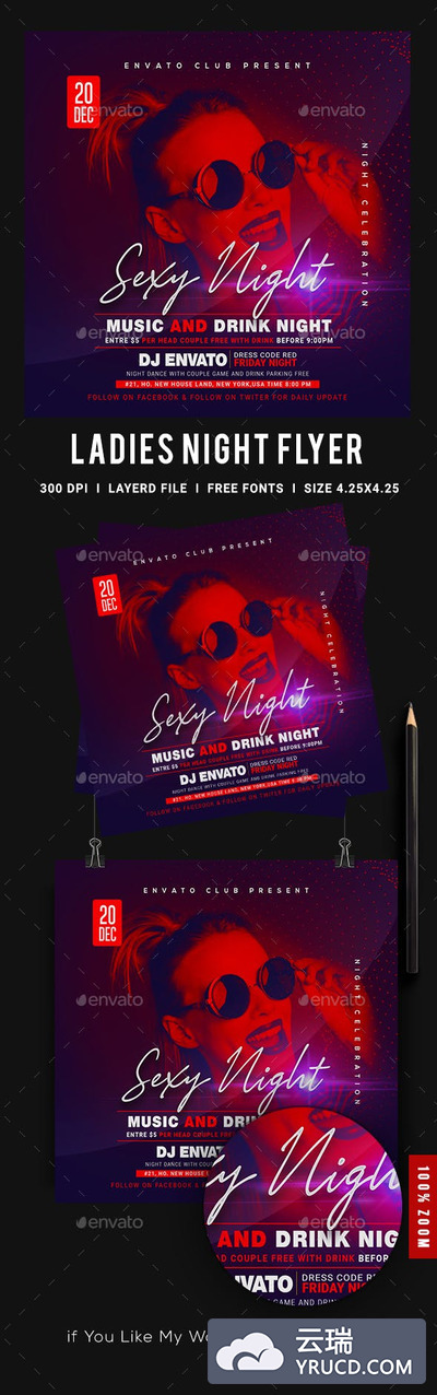 性感女士之夜音乐派对传单模板