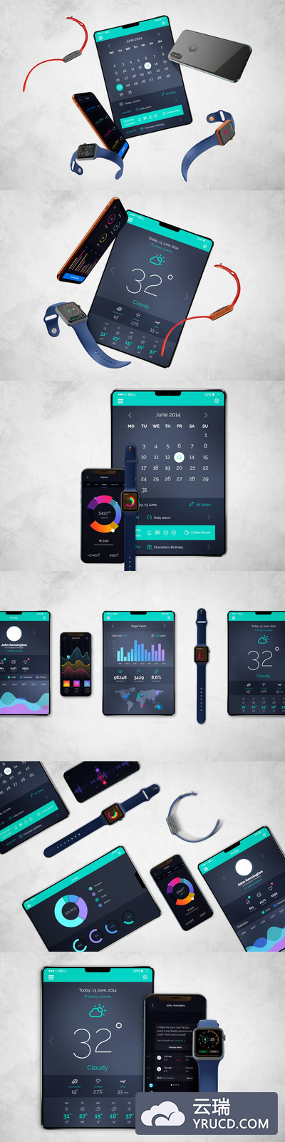 Mockups | Apple Watch，IPhone X， iPadMock up手机框架样机手表表带高分辨率