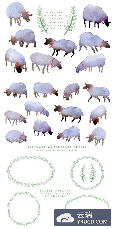 水彩羊插画素材 Easter sheep clipart