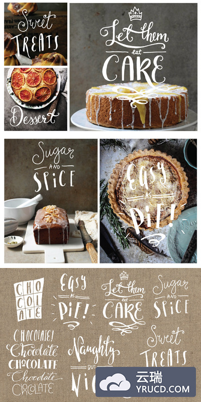 美食字体图形 Food Photography Overlays - Set 2