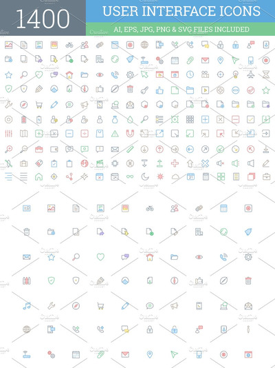 1400个用户界面图标 1400 User Interface Icons