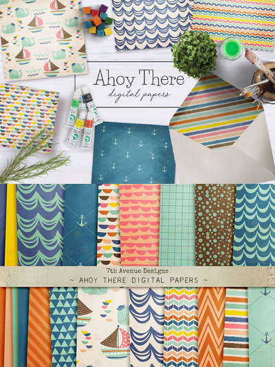 纸张背景图案 Ahoy There Digital Papers