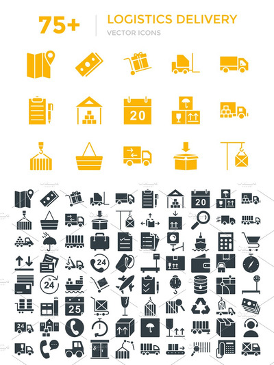 75+物流配送矢量图标 75+ Logistics Delivery Vector Icons