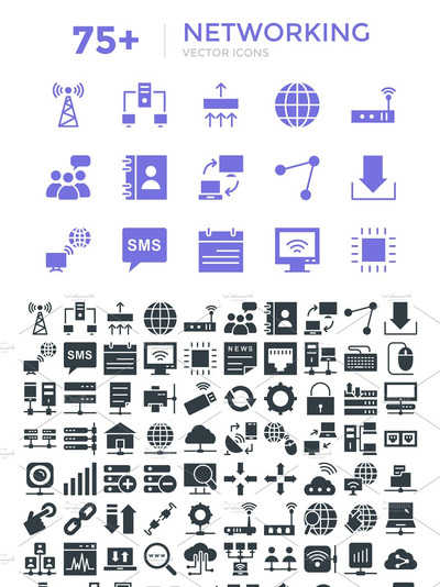 75+网络矢量图标 75+ Networking Vector Icons